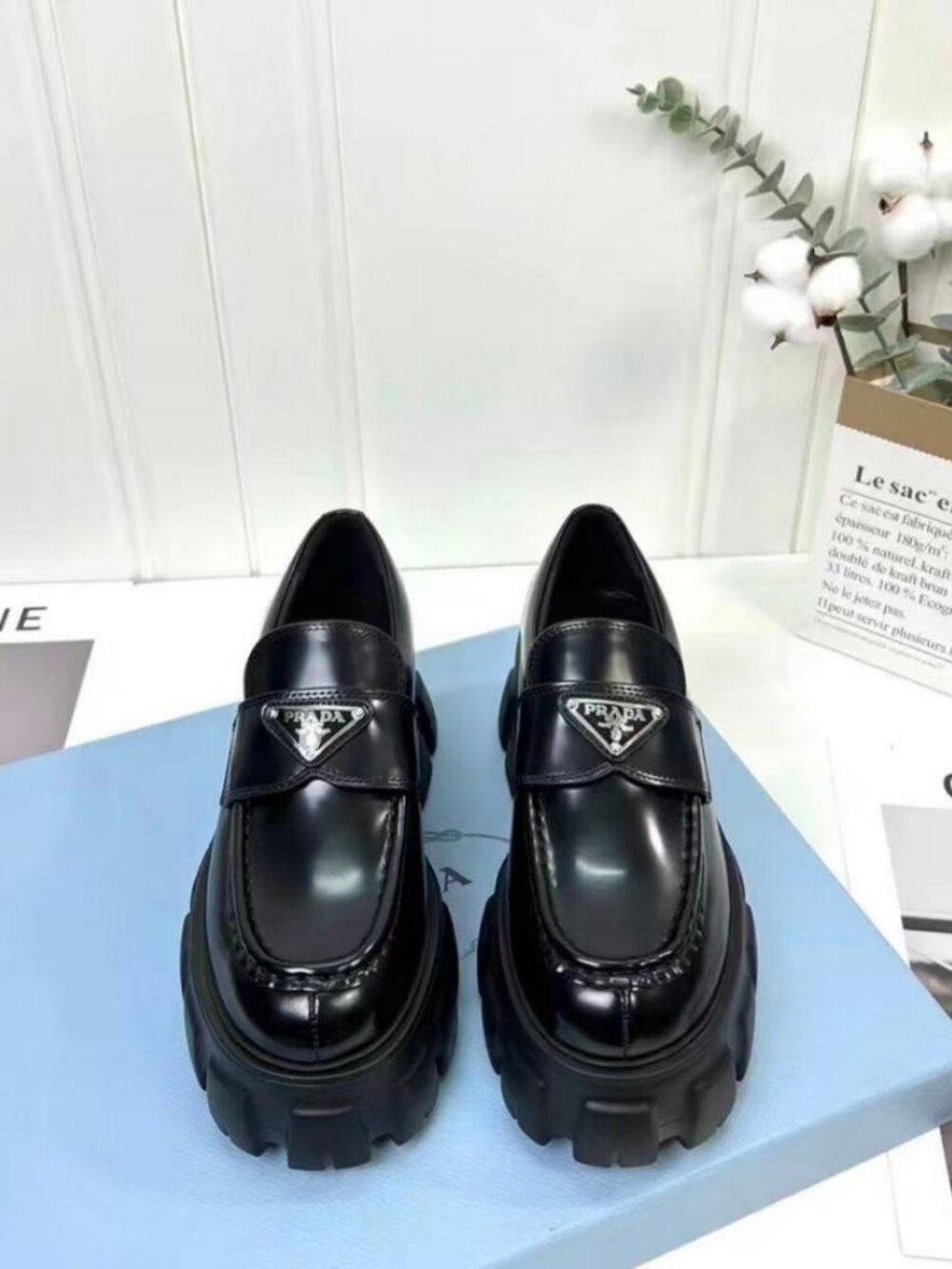 🐕Prada Triangle Logo Lug Sole Loafers - Picture 2 of 8